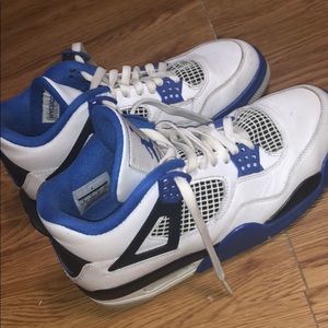Blue and white Jordan fours